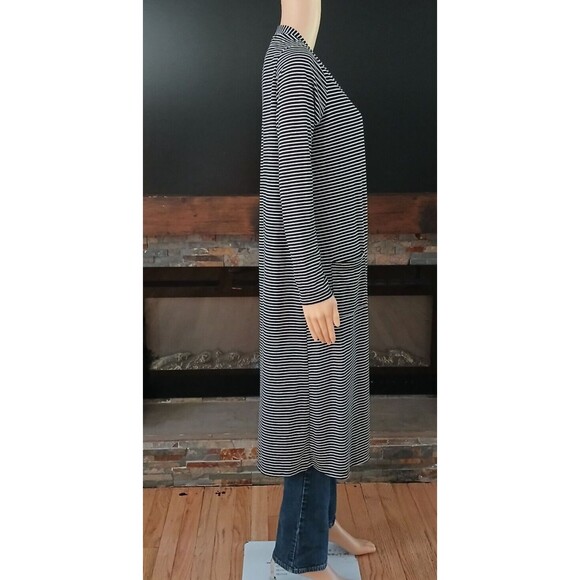 Kye Mi Women's Long Cardigan Open Front Lightweight Pockets Striped Flowy Jacket - Picture 10 of 11